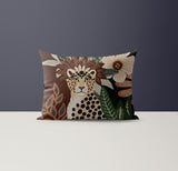 Shaja Microsuede Rectangular Pillow in Brown/Green/Beige - Size 20x14