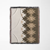 Shako Southwestern Cotton Blend Blanket Throw in Brown and Off-White, full view