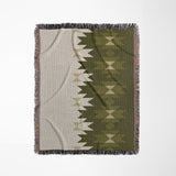 Shako Southwestern Cotton Blend Blanket Throw in Chartreuse and Off-White, full view