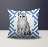Short Hair Cat Indoor/Outdoor Reversible Square Pillow