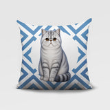 Short Hair Cat Indoor/Outdoor Reversible Square Pillow