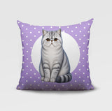 Short Hair Cat Indoor/Outdoor Reversible Square Pillow