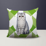 Short Hair Cat Indoor/Outdoor Reversible Square Pillow