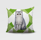 Short Hair Cat Indoor/Outdoor Reversible Square Pillow