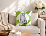 Short Hair Cat Indoor/Outdoor Reversible Square Pillow