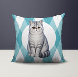Short Hair Cat Indoor/Outdoor Reversible Square Pillow