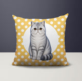 Short Hair Cat Indoor/Outdoor Reversible Square Pillow