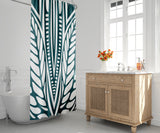 Silia Floral and Abstract Shower Curtain in Emerald - view 2