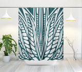 Silia Floral and Abstract Shower Curtain in Emerald