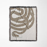 Spiga Snake Cotton Blend Blanket Throw in Beige, full view