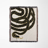 Spiga Snake Cotton Blend Blanket Throw in Black, full view
