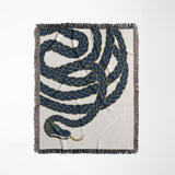 Spiga Snake Cotton Blend Blanket Throw in Blue, full view