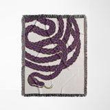 Spiga Snake Cotton Blend Blanket Throw in Purple, full view