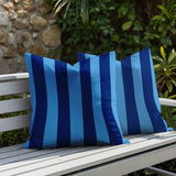 Stan Stripe 2 Sets Indoor/Outdoor Reversible Square Pillow