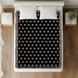 Stella Cotton Blend Blanket Throw in Black and Off-White, full view