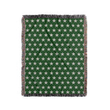 Stella Cotton Blend Blanket Throw in Green and Off-White, full view
