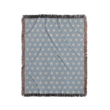 Stella Cotton Blend Blanket Throw in Light Blue and Off-White, full view