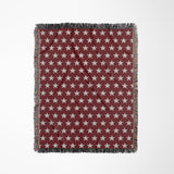 Stella Cotton Blend Blanket Throw in Red and Off-White, full view