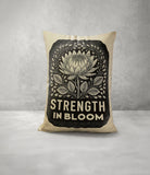 Strength Blooms Faux Linen Lumber Pillow