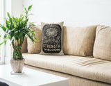 Strength Blooms Faux Linen Lumber Pillow in Beige; Black - Size 14x20