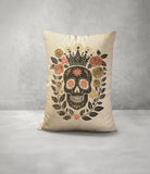 Sugar Skull Faux Linen Lumber Pillow