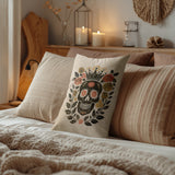 Sugar Skull Lumber Pillow in Beige; Black; Red - Size 14x20