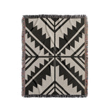 Tala Southwestern Cotton Blend Blanket Throw in Black and Off-White, full view
