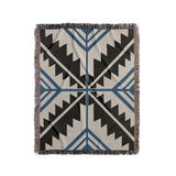 Tala Southwestern Cotton Blend Blanket Throw in Blue, Black and Off-White, full view