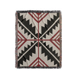 Tala Southwestern Cotton Blend Blanket Throw in Red, Black and Off-White, full view