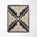 Tala Southwestern Cotton Blend Blanket Throw in Black, Dull Gold and Off-White, full view