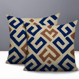 Tara 2 Sets Indoor/Outdoor Reversible Indoor Pillow in Navy Blue - Size 20x14