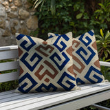 Tara 2 Sets Indoor/Outdoor Reversible Indoor Pillow in Navy Blue - Size 20x14