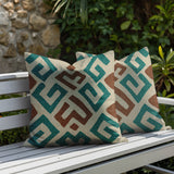 Tara 2 Sets Indoor/Outdoor Reversible Indoor Pillow in Teal - Size 25x18