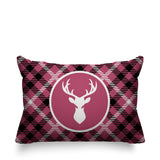 Tartan Reindeer Animal Reversible Indoor/Outdoor Rectangular Pillow