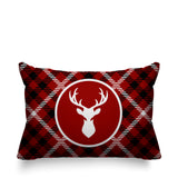 Tartan Reindeer Animal Reversible Indoor/Outdoor Rectangular Pillow
