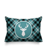 Tartan Reindeer Animal Reversible Indoor/Outdoor Rectangular Pillow