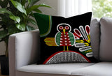 Tati Folksy Bird  Square Throw Pillow in Black - Size 20x20