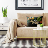 Thiago Microsuede Lumbar Throw Pillow in Black; Green; Brown; Yellow; Beige - Size 20x14