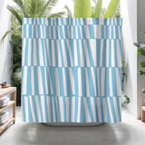 Thora Stripes Abstract Mid-Century Shower Curtain in Blue - view 2