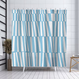 Thora Stripes Abstract Mid-Century Shower Curtain in Blue - view 3
