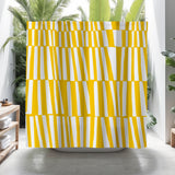 Thora Stripes Abstract Mid-Century Shower Curtain in Bright Yellow - view 2