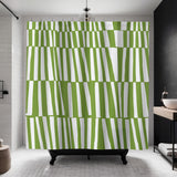 Thora Stripes Abstract Mid-Century Shower Curtain in Chartreuse - view 3