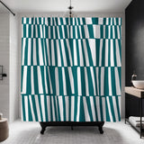 Thora Stripes Abstract Mid-Century Shower Curtain in Emerald - view 2