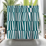 Thora Stripes Abstract Mid-Century Shower Curtain in Emerald - view 3