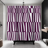 Thora Stripes Abstract Mid-Century Shower Curtain in Purple - view 2