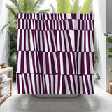 Thora Stripes Abstract Mid-Century Shower Curtain in Purple - view 3