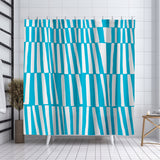 Thora Stripes Abstract Mid-Century Shower Curtain in Turquoise - view 3