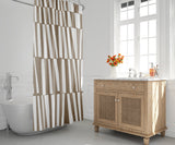 Thora Stripes Abstract Mid-Century Shower Curtain in Beige - view 3