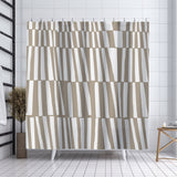 Thora Stripes Abstract Mid-Century Shower Curtain in Beige - view 5