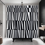 Thora Stripes Abstract Mid-Century Shower Curtain in Black - view 3